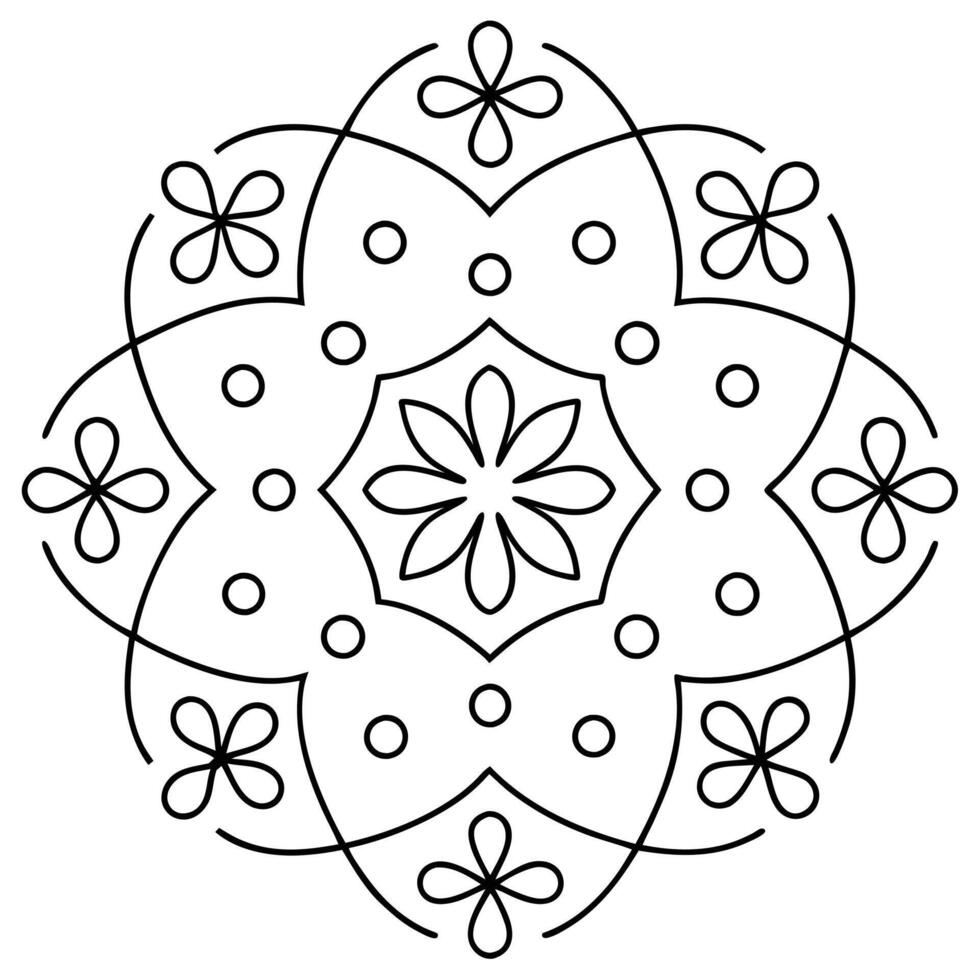 Circular Mandala Design Floral Pattern, Coloring Page, Symmetry, Art vector
