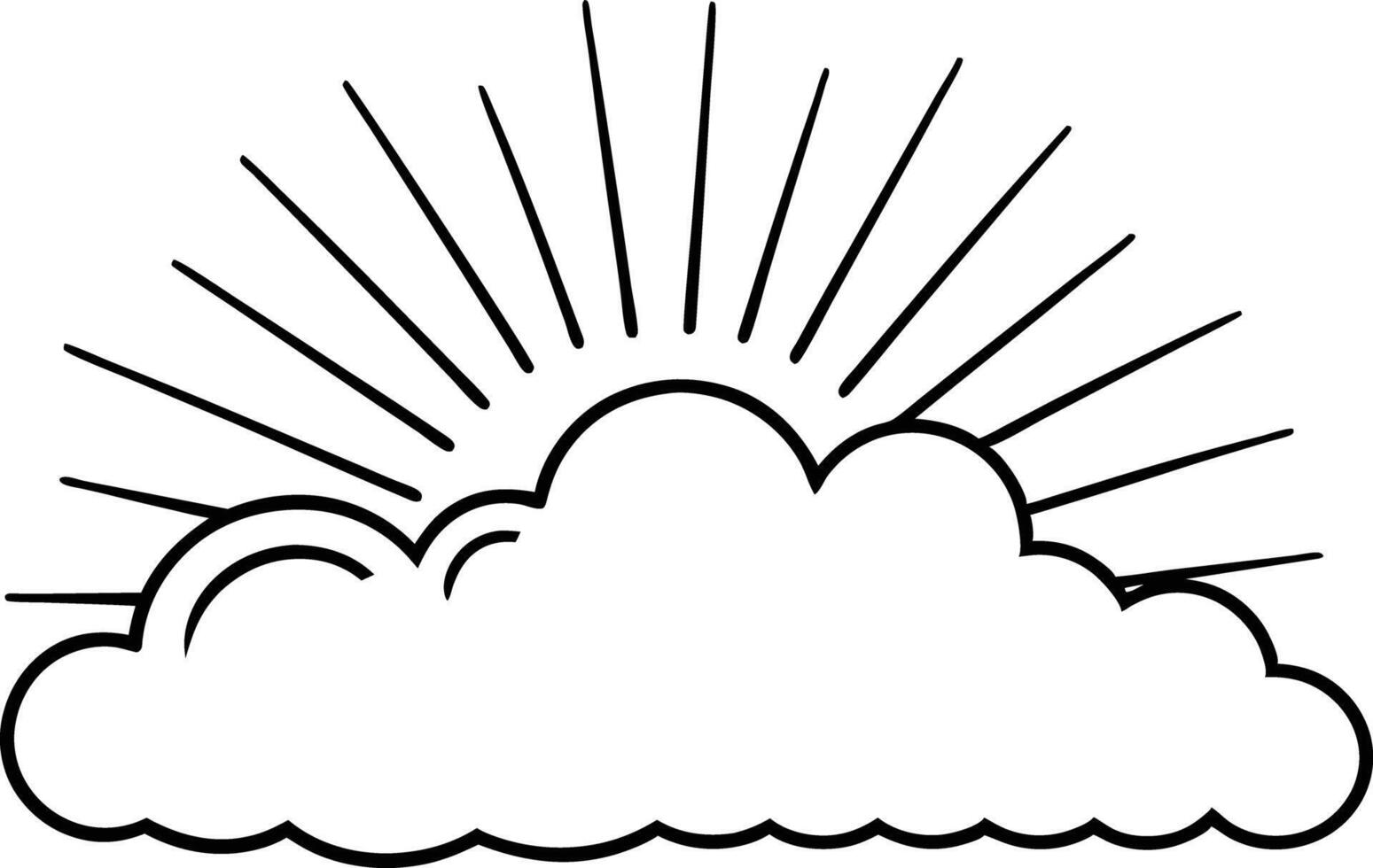 Simple Sunbeam Cloud Design, Line Art, Weather Icon, Graphic, Sky vector