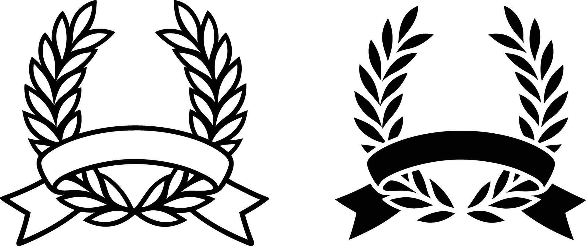 Laurel Wreath Award Emblem Black and White Graphics vector