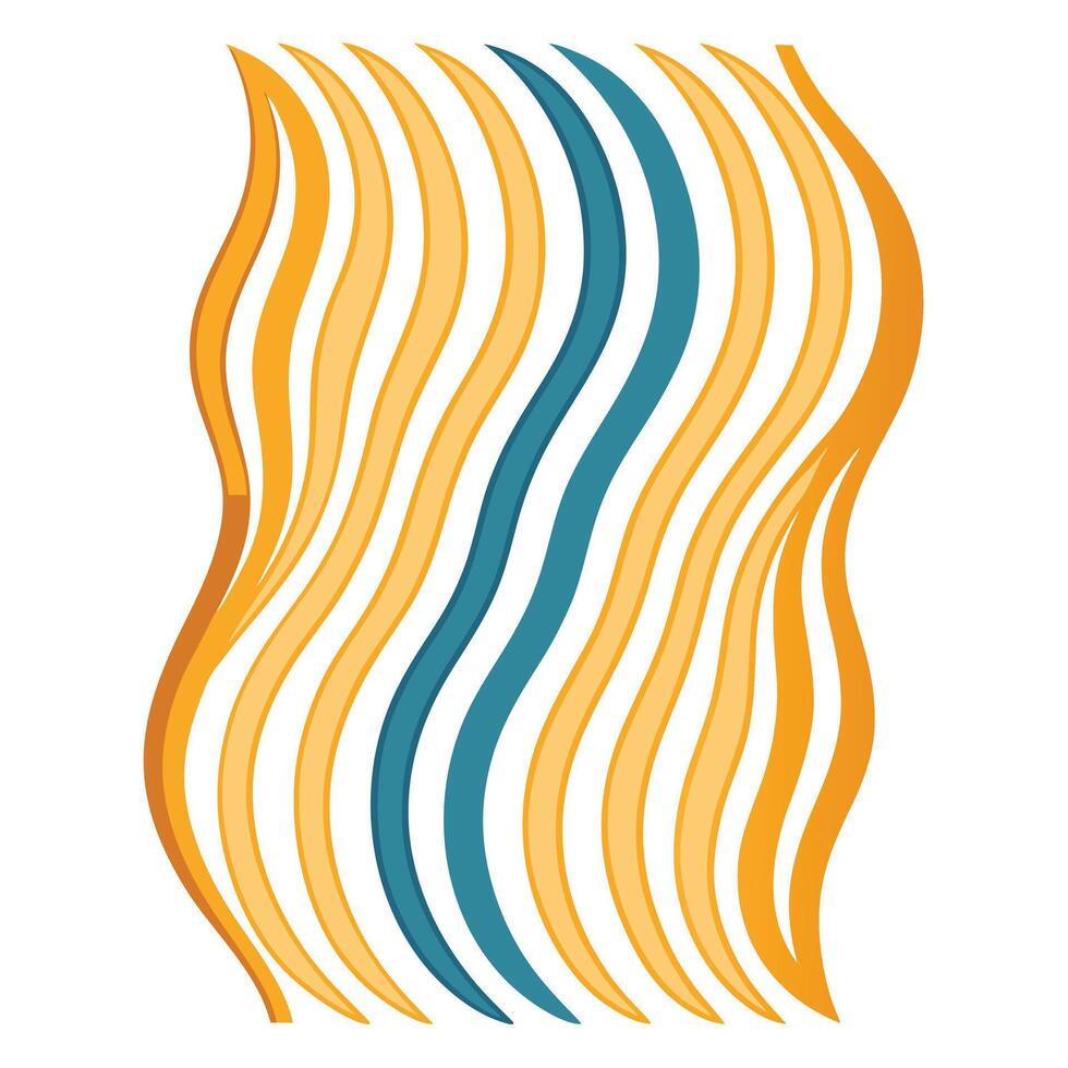 Abstract Wavy Lines Gold, Orange, and Teal Color Palette vector