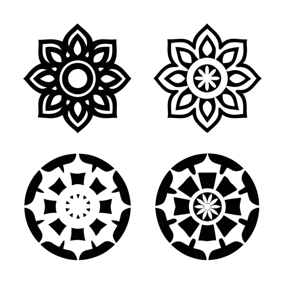 Floral Mandala Designs Black, White, Circular, Geometric Patterns vector