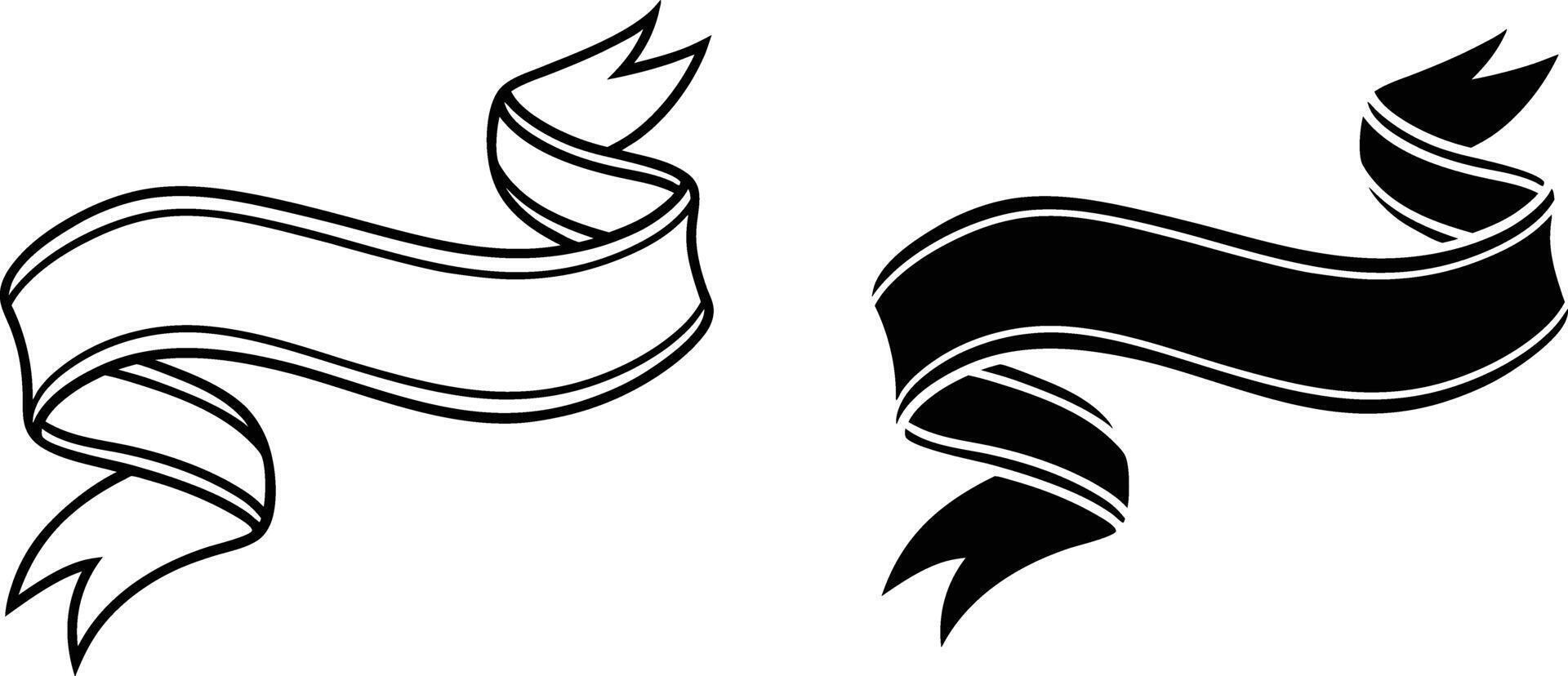Curved Ribbon Banners Black and White Design Elements vector