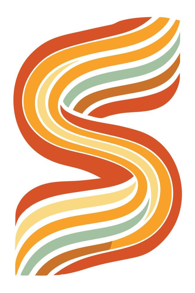 Retro Rainbow Stripes Swirl Abstract Design Pattern Art vector