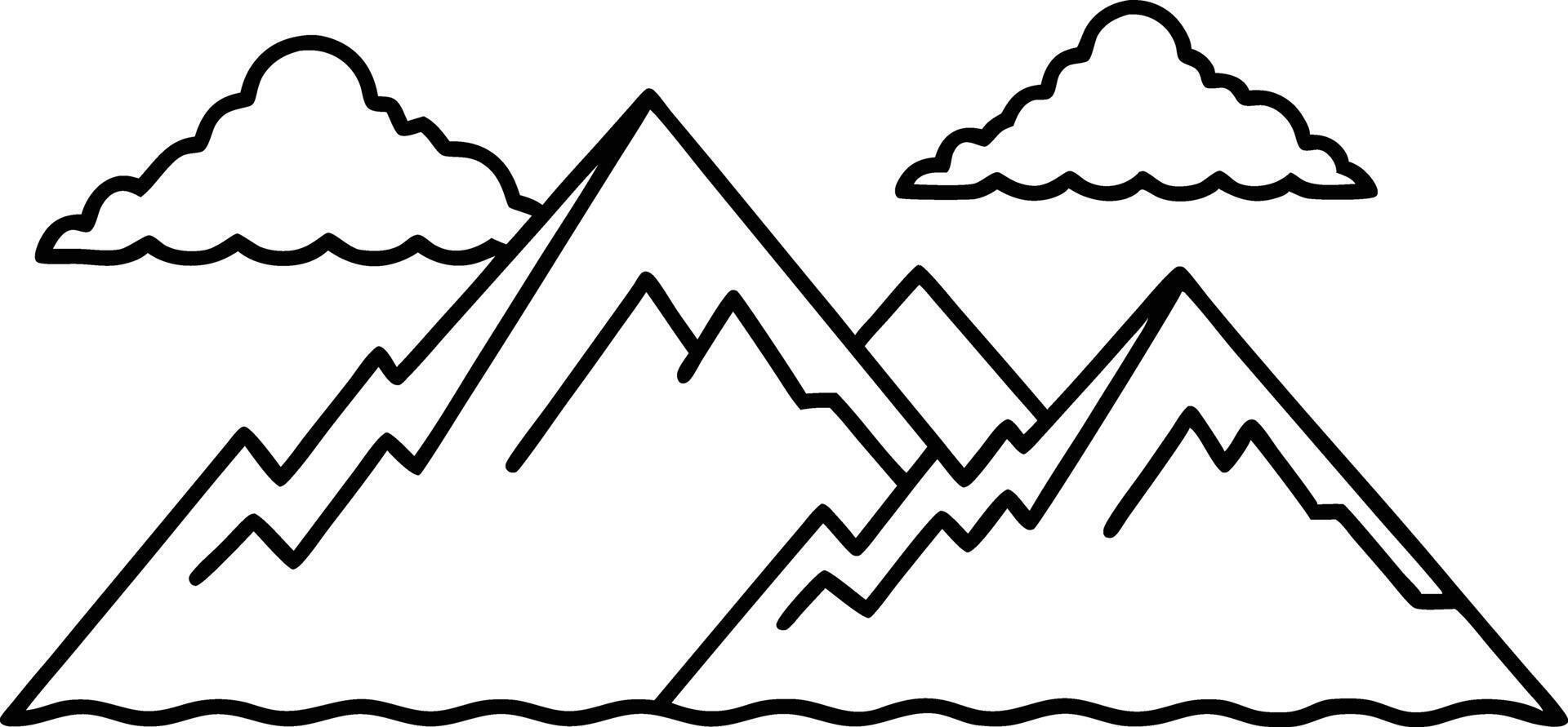 Mountain Range Landscape Illustration Peaks, Clouds, and Sky vector