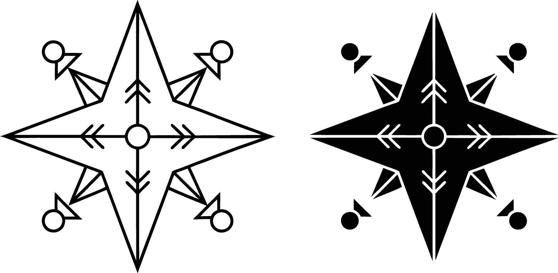 Geometric Starburst Symbols Outline and Filled Design Elements vector