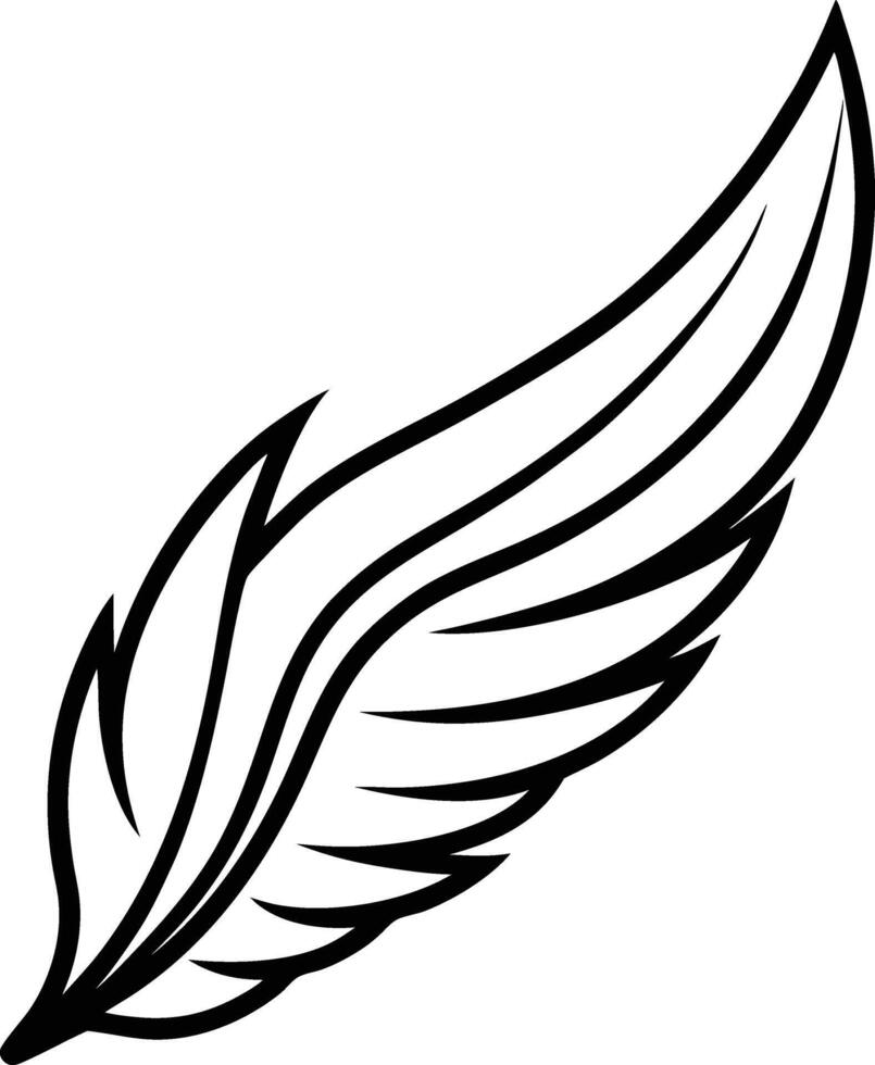 Stylized Black and White Feather Wing Design Illustration vector