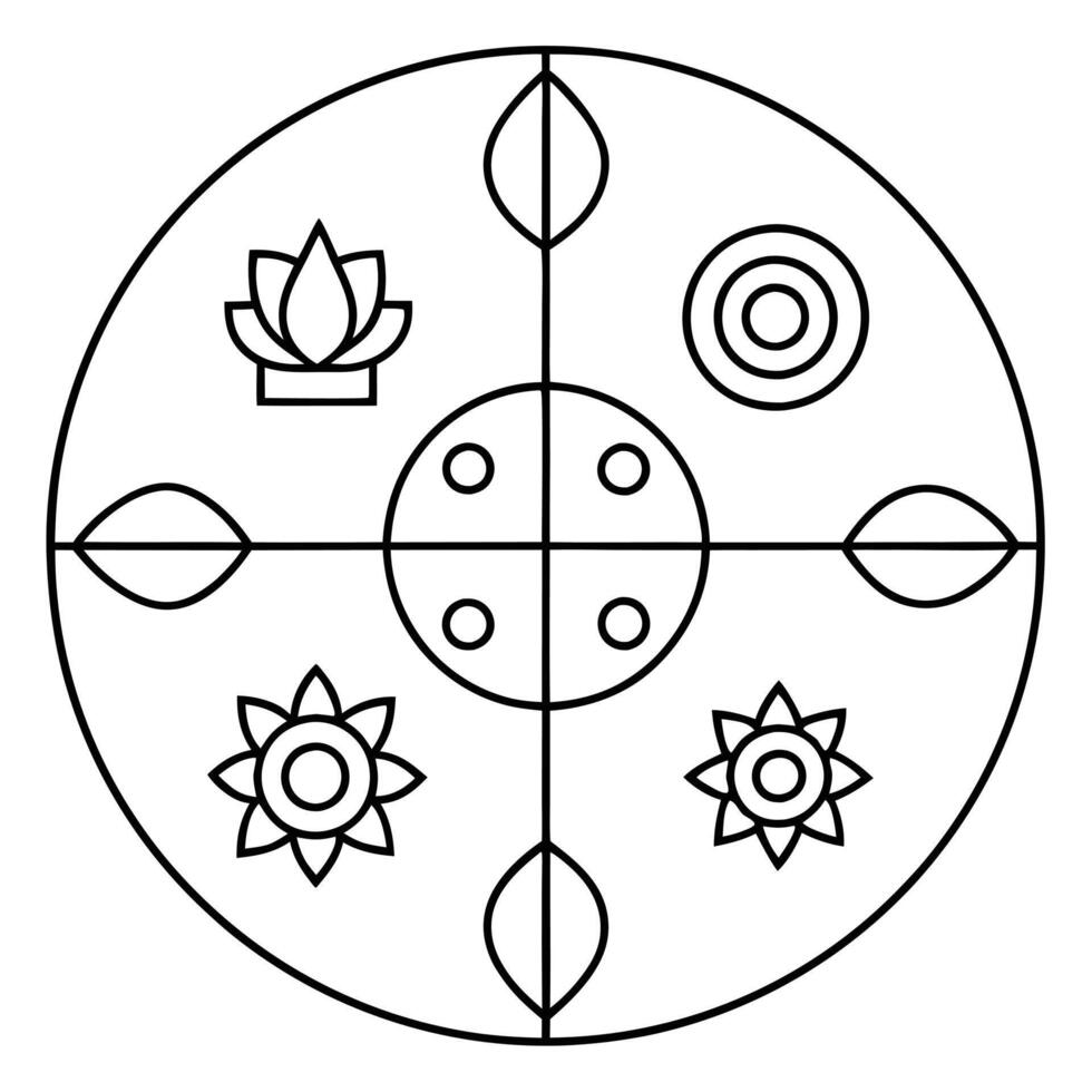 Circular Mandala Floral, Leaf, and Dot Design Elements vector