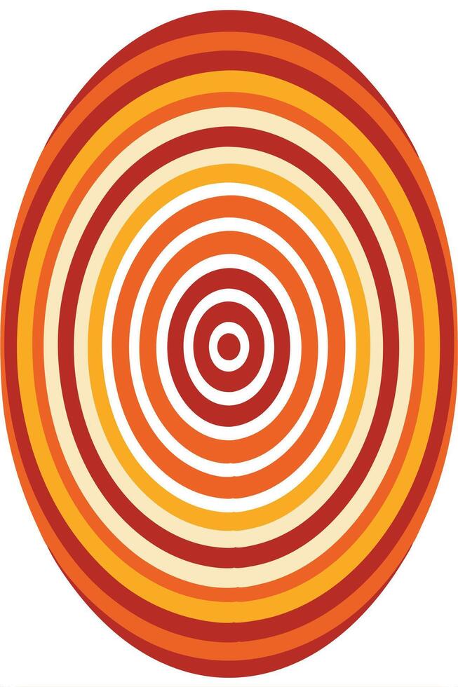 Abstract Oval Concentric Circles Retro Design Warm Color Palette vector