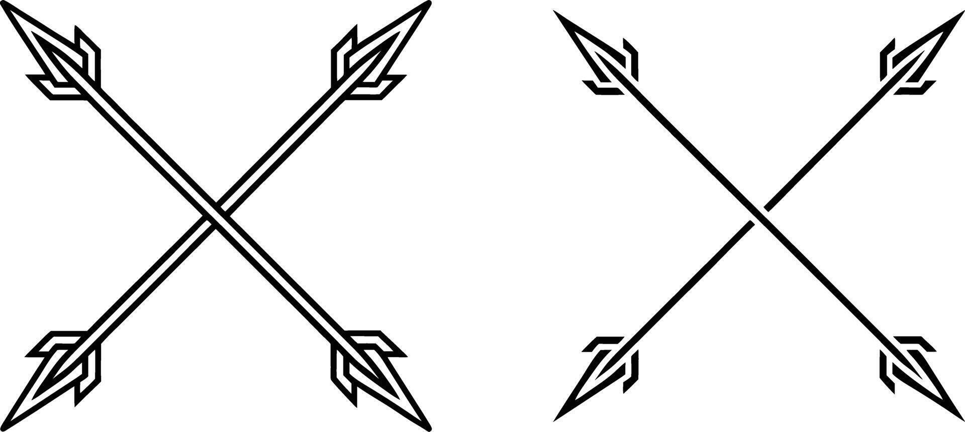 Crossed Arrows Tribal Design Geometric Art Style Graphics vector