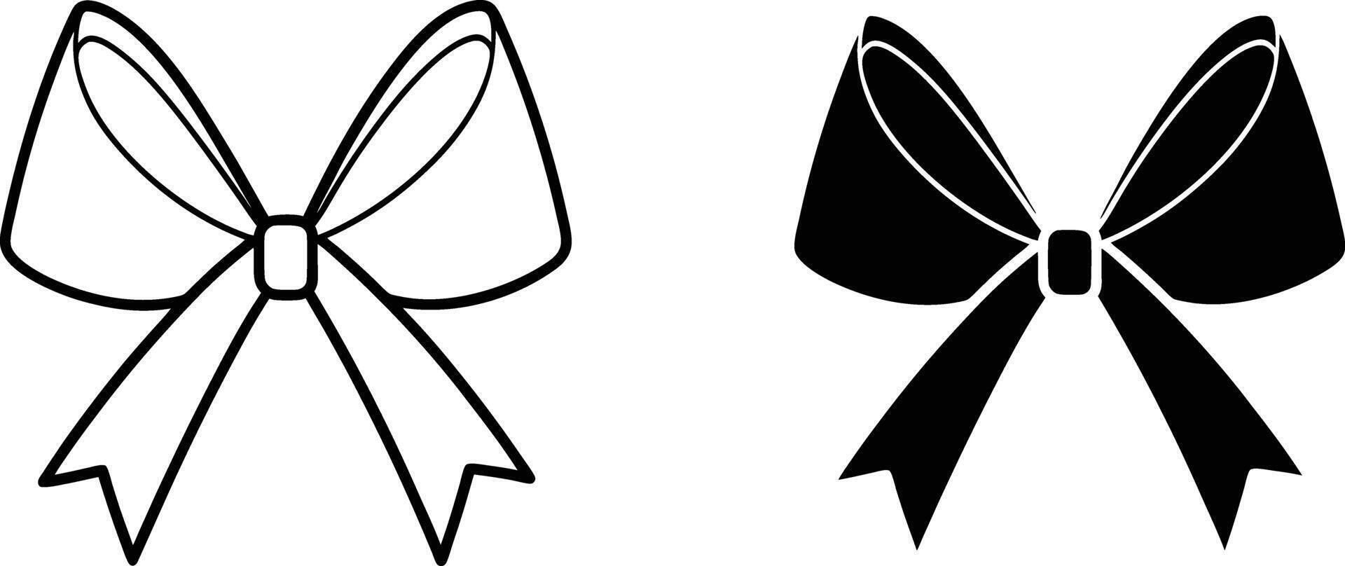 Simple Black and White Bow Icons Gift, Ribbon, Decoration vector
