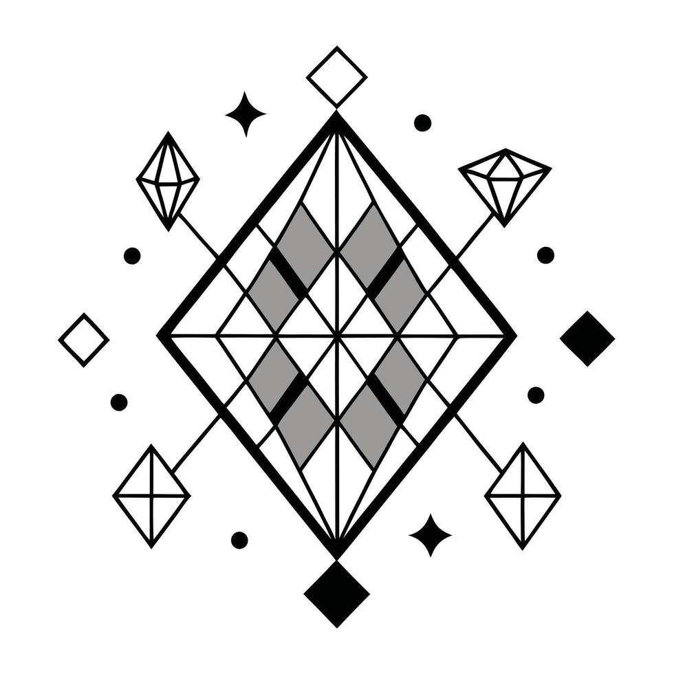 Geometric Diamond Pattern Abstract Art, Modern Design, Sacred Geometry vector