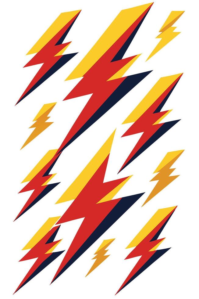 Red Yellow Lightning Bolts Graphic Design Abstract Art vector
