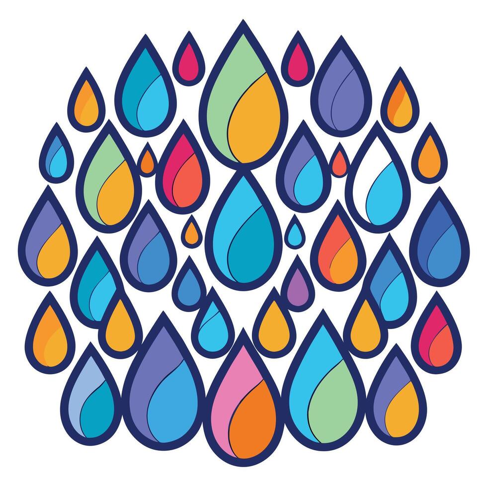 Colorful Raindrops Pattern Vibrant Water Droplet Design vector