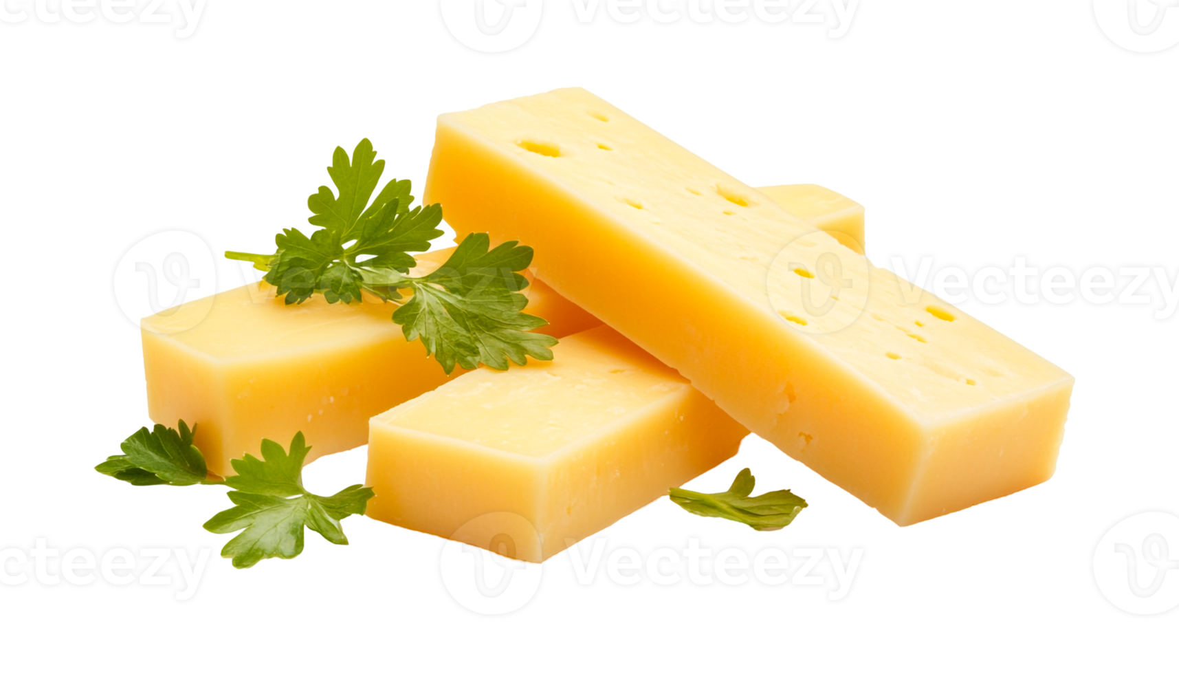 A Few Tasty Cheese Sticks with Garnish png