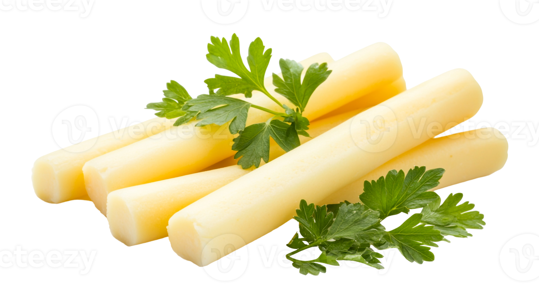 A Few Golden Cheese Sticks with Coriander Garnish png