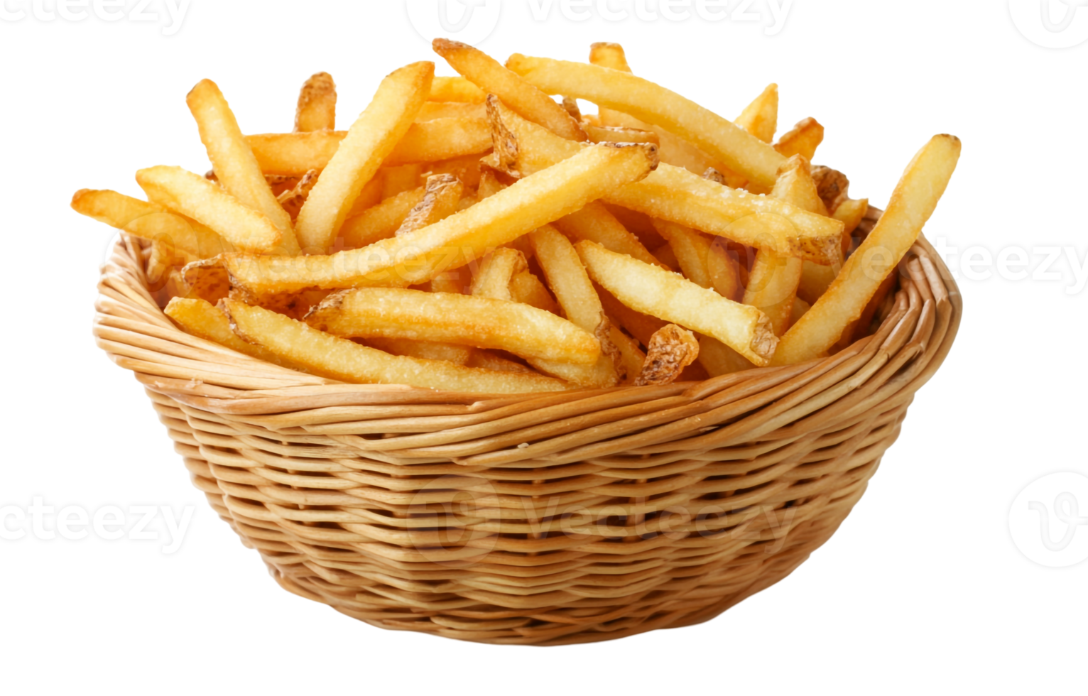 Golden, Crunchy French Fries in a Basket png