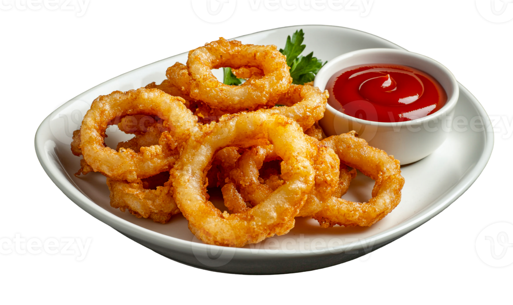 Delicious Golden Onion Rings on a Dish png