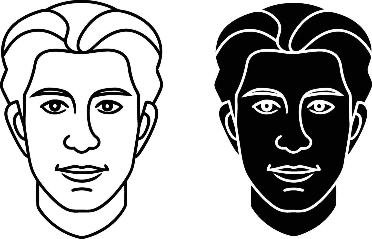 Male Face Outline, Black and White, Profile, Portrait, Icon, Illustration, Human Head, Simple Design vector