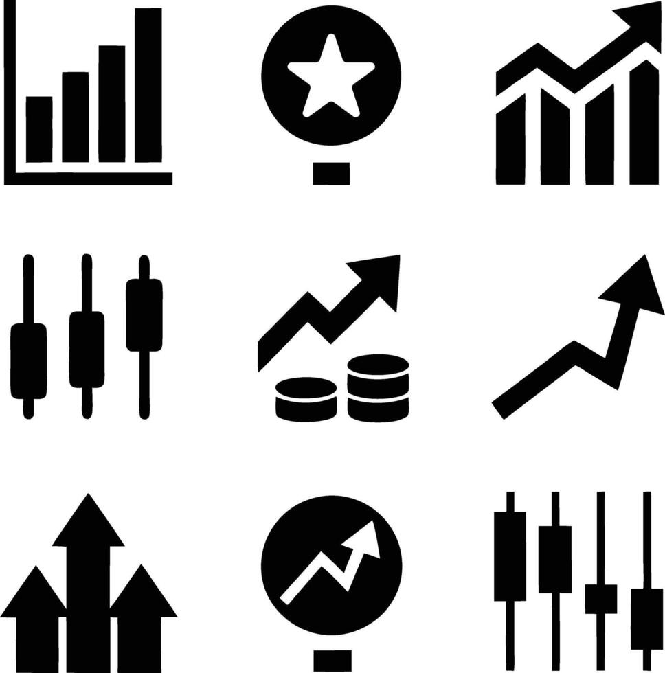Financial Growth Charts, Upward Trends, and Trading Indicators vector