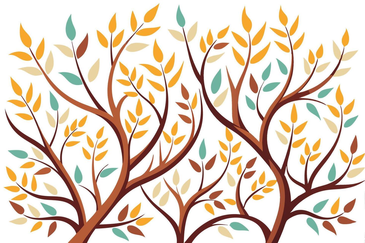 Stylized Autumn Trees Abstract Fall Foliage Branch Design vector