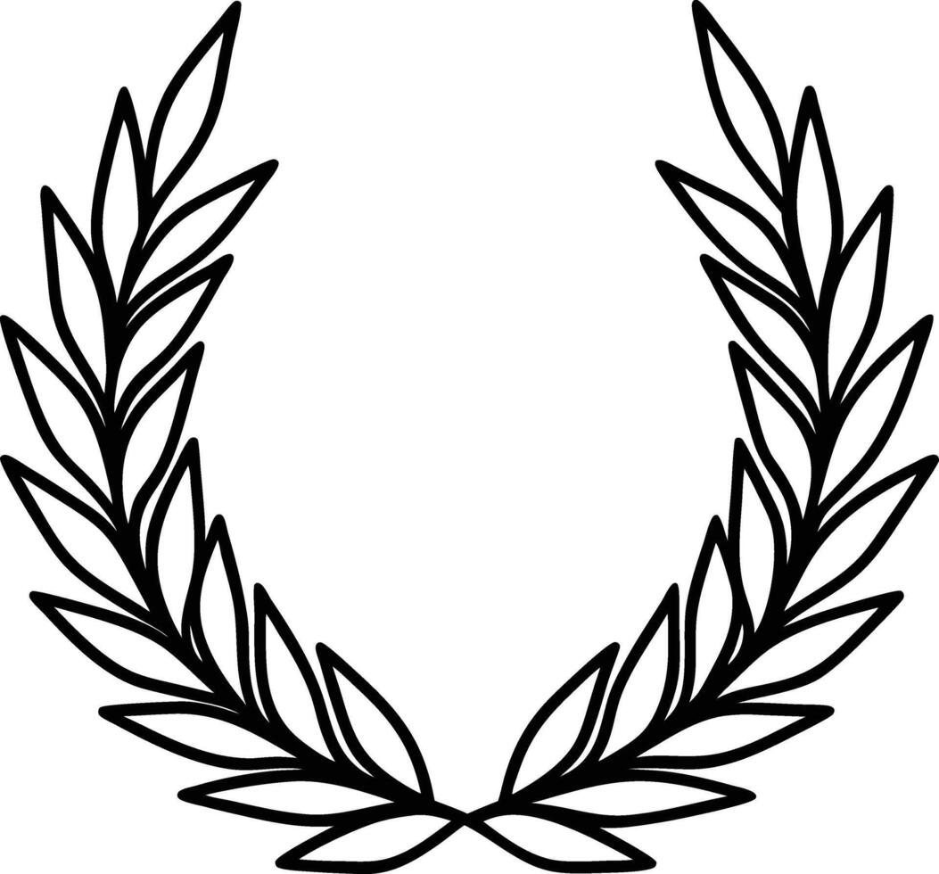 Elegant Black Laurel Wreath Design, Simple, Floral, Award, Symbol vector