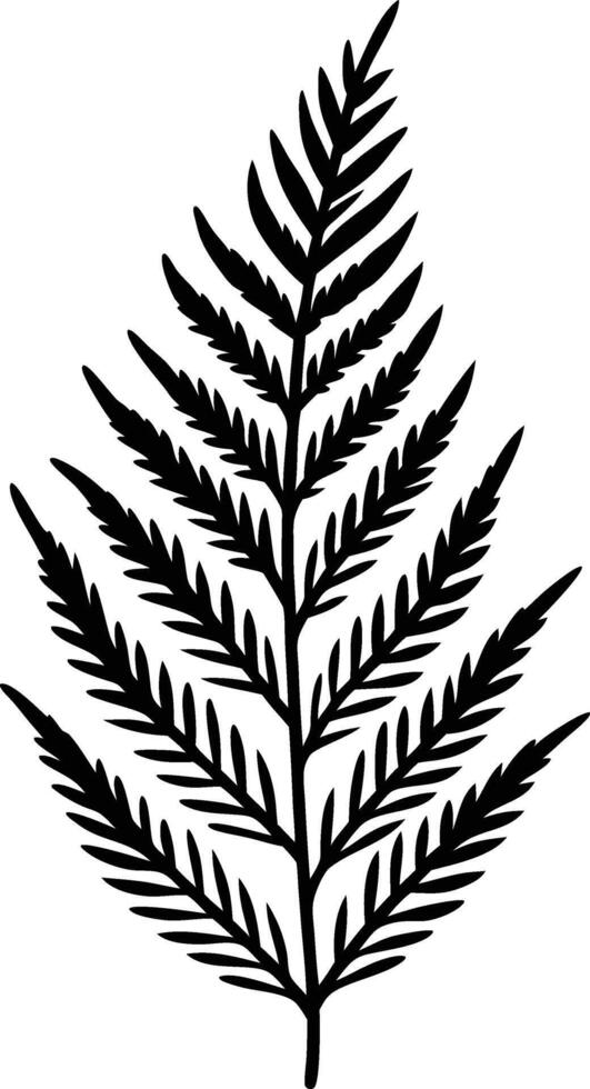 Black Silhouette Fern Branch Botanical Nature Illustration Design vector