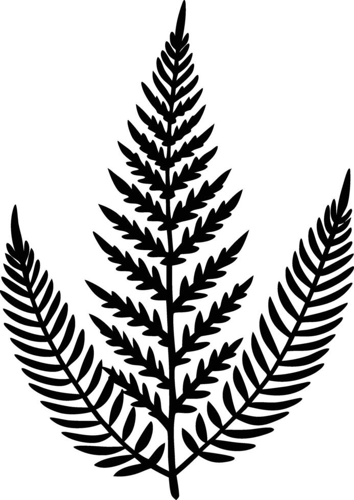 Elegant Black Fern Silhouette Botanical Leaf Illustration Design vector