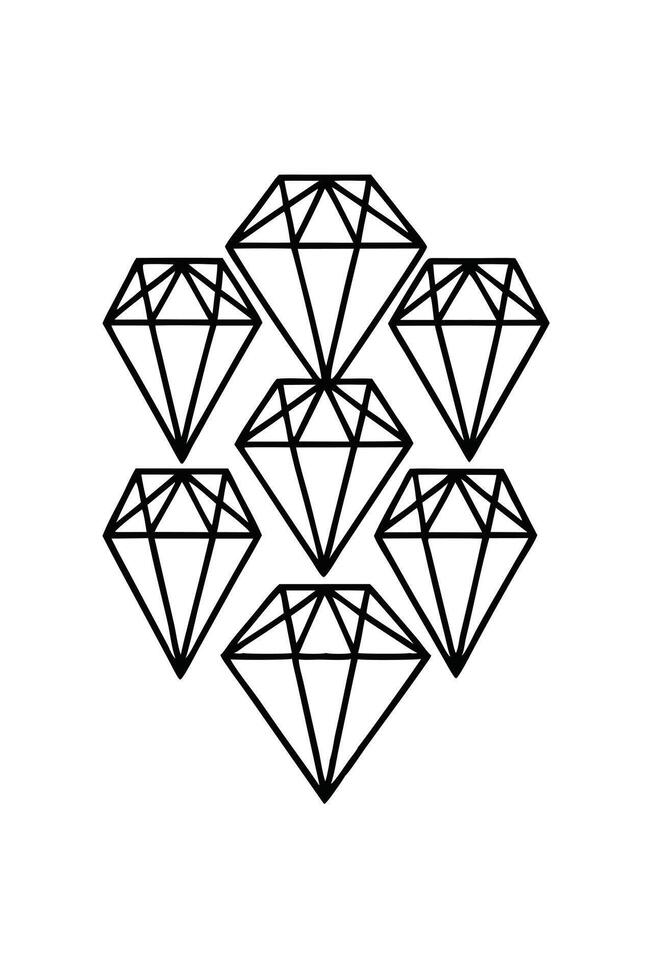 Geometric Diamond Cluster Elegant Line Art Design Illustration vector