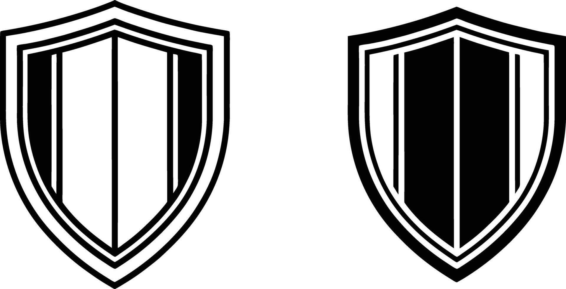 Shield Icons Black, White, Striped, Heraldic, Graphic Design vector