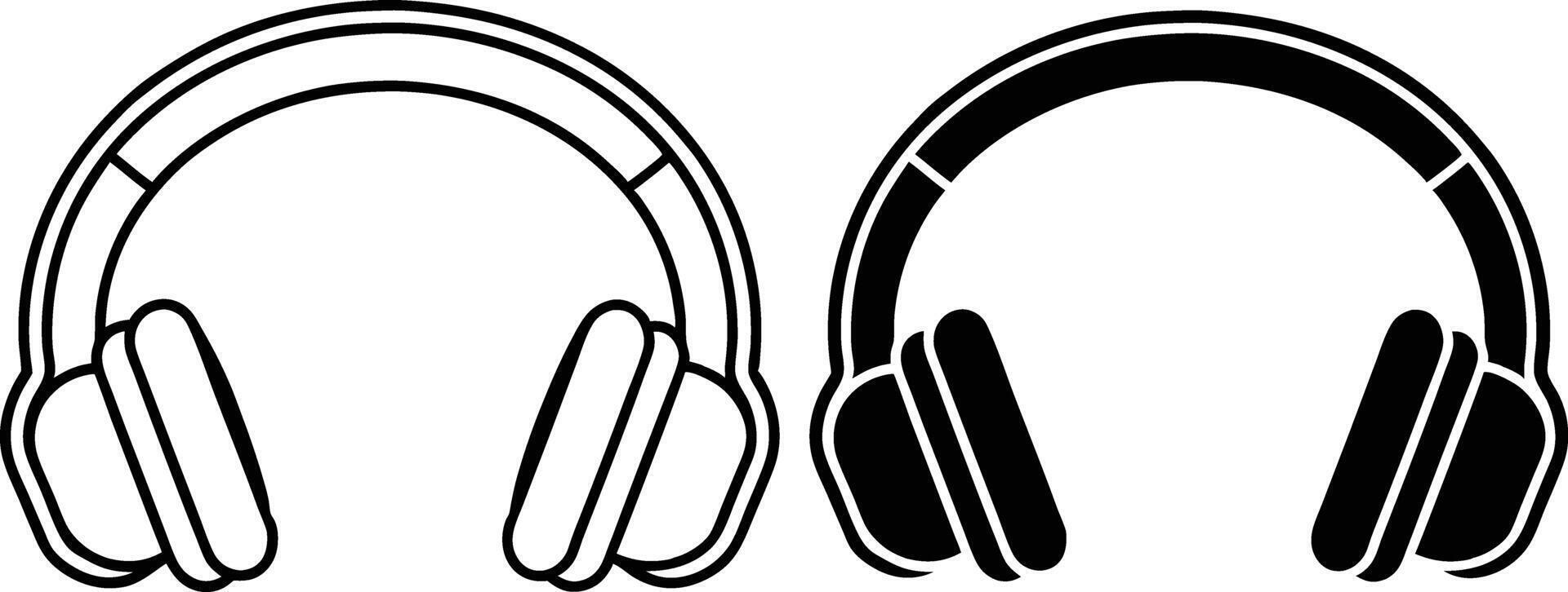 Overear Headphones Stereo Sound, Music, Audio, Black, White Icons vector