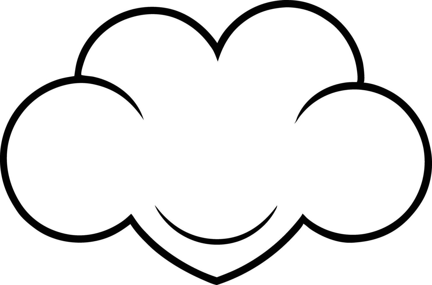 HeartShaped Cloud Outline Simple, Cute, Happy Design vector