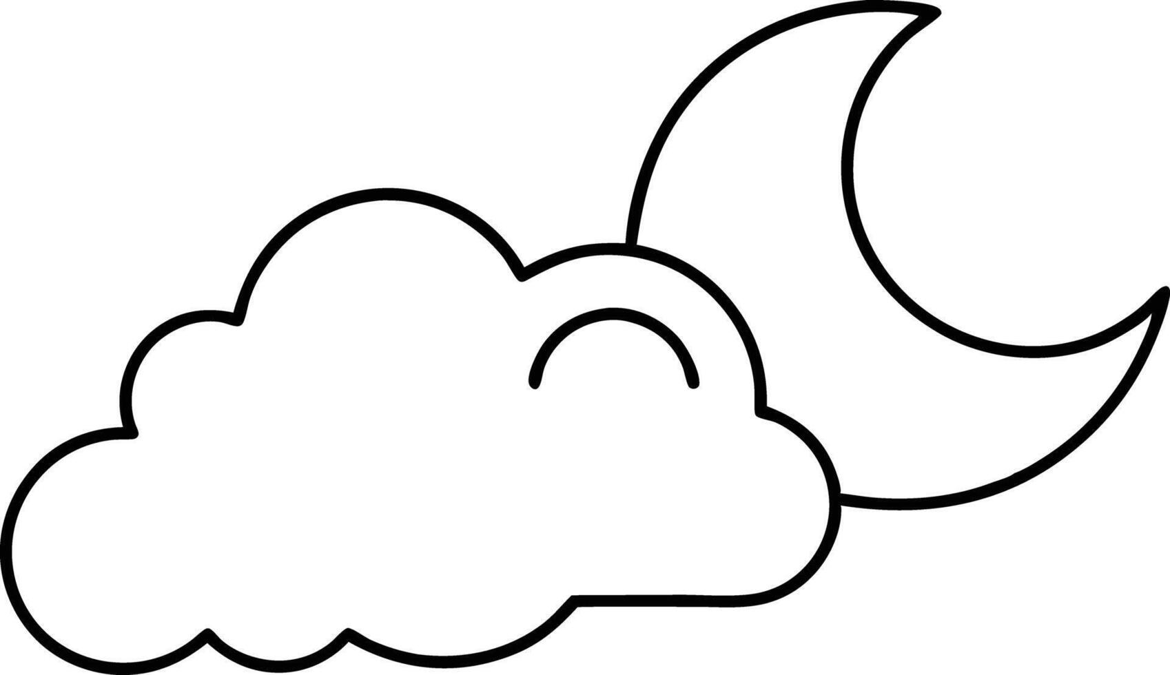 Night Sky Cloud Moon Crescent Weather Icon Simple Line Art vector