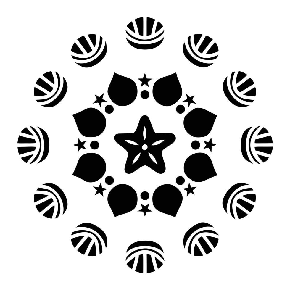 Abstract Star Mandala Design Black and White Circular Pattern vector