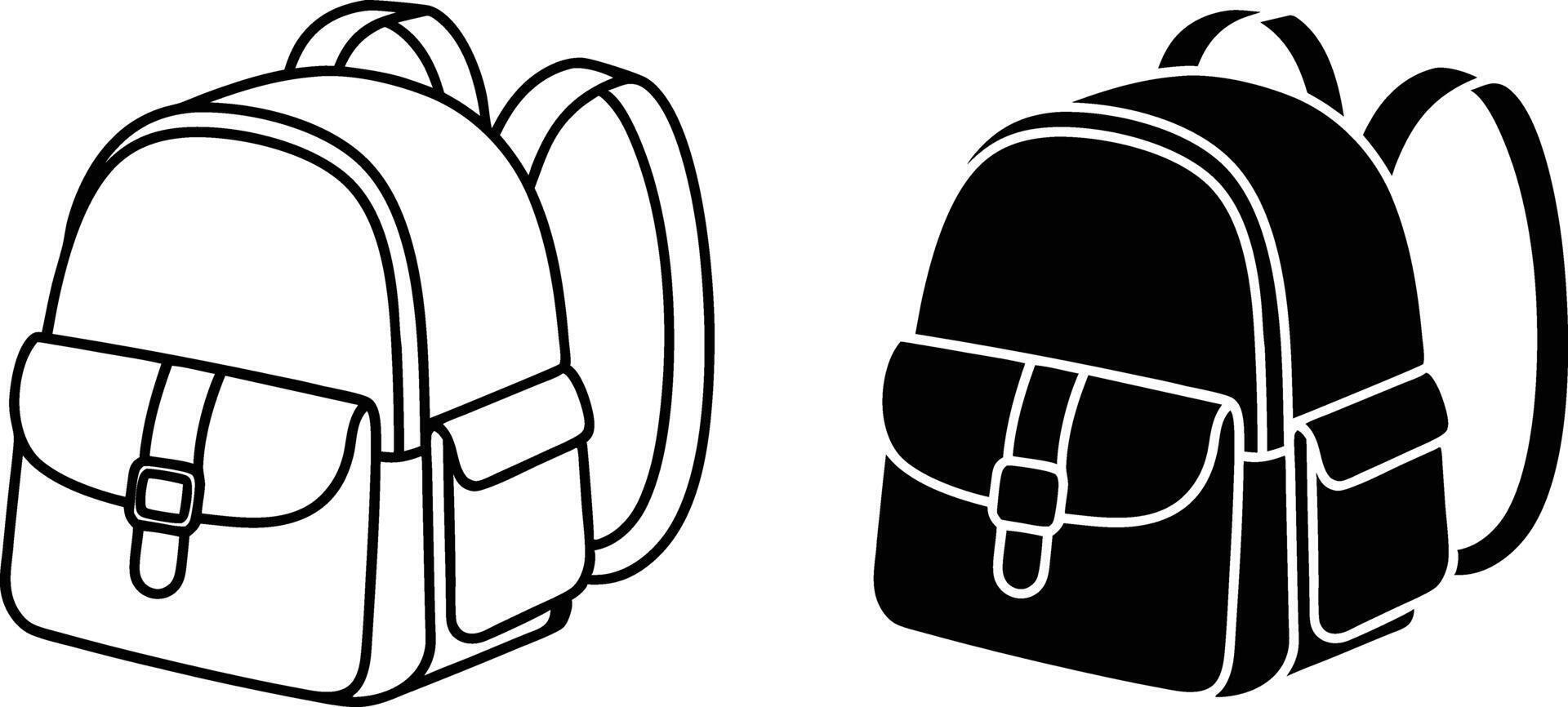 Backpack Illustrations Outline and Filled, School Bag Designs vector