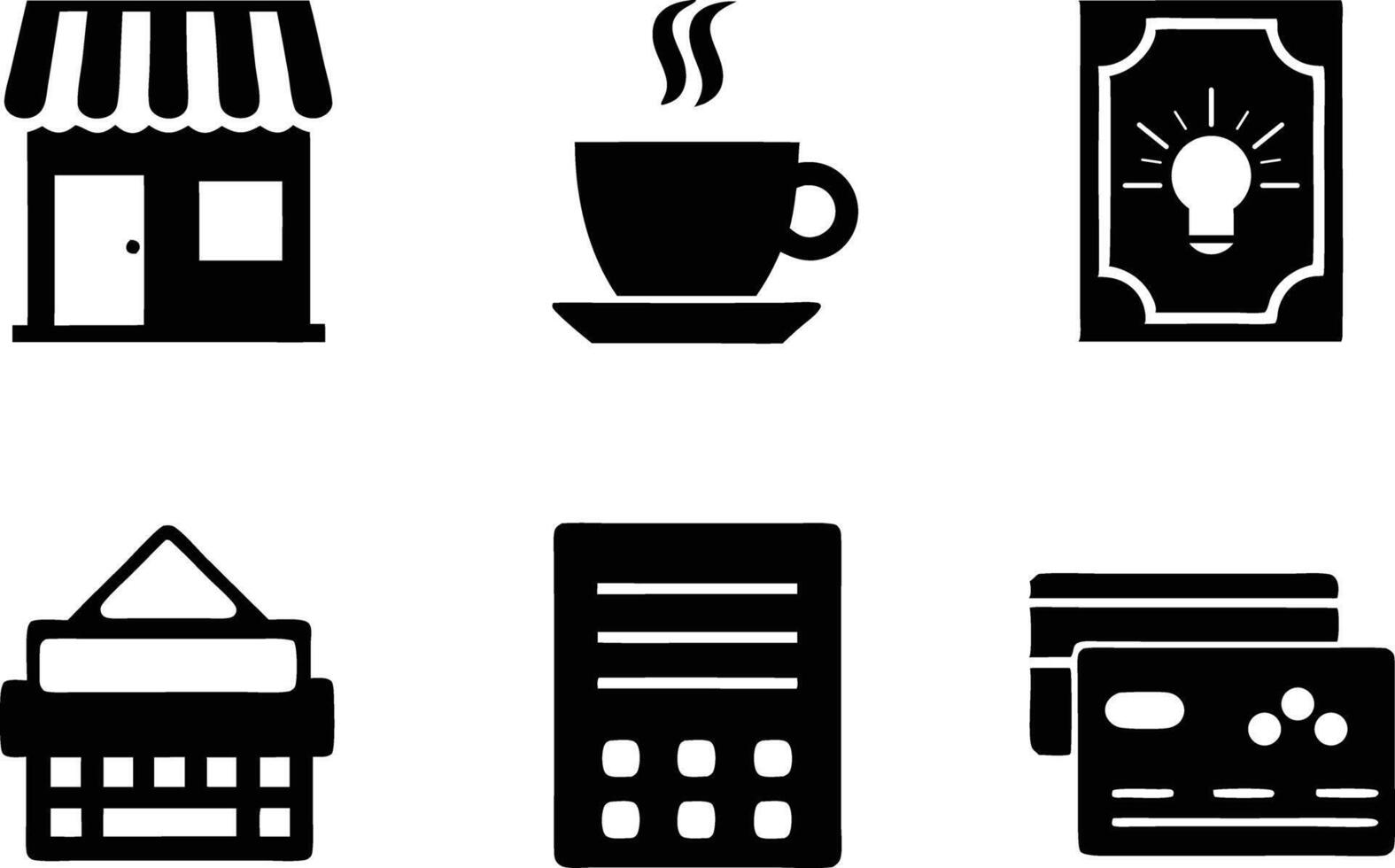 Shop Store Coffee Idea Payment Business Credit Cards Icons vector