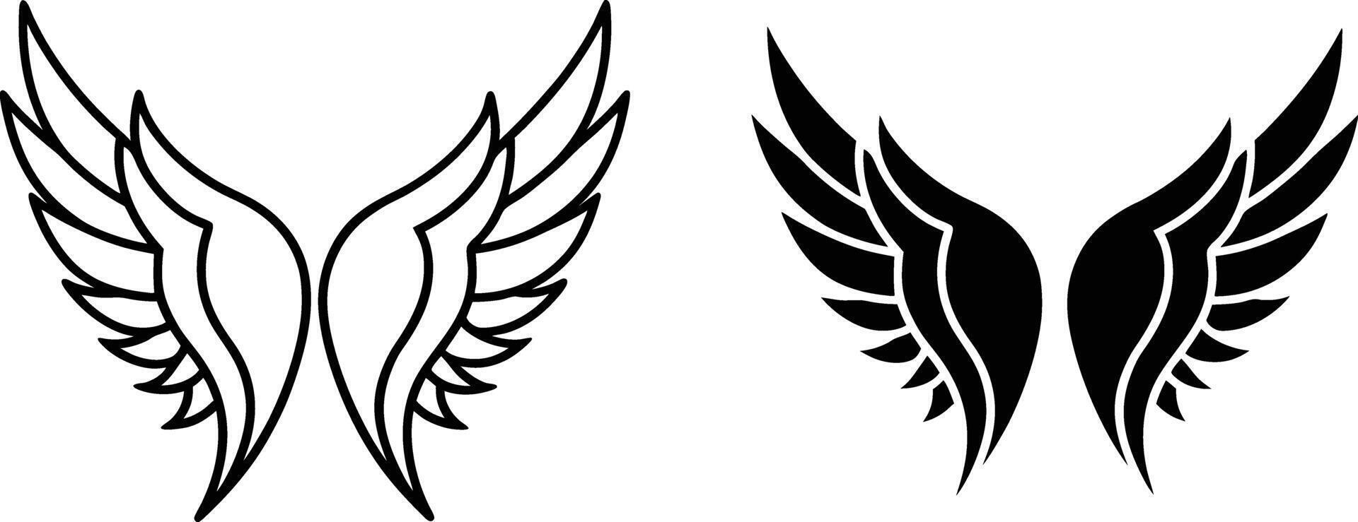 Abstract Wing Designs Black, White, Outline, Symbol, Graphic, Tattoo, Art, Illustration, Freedom vector