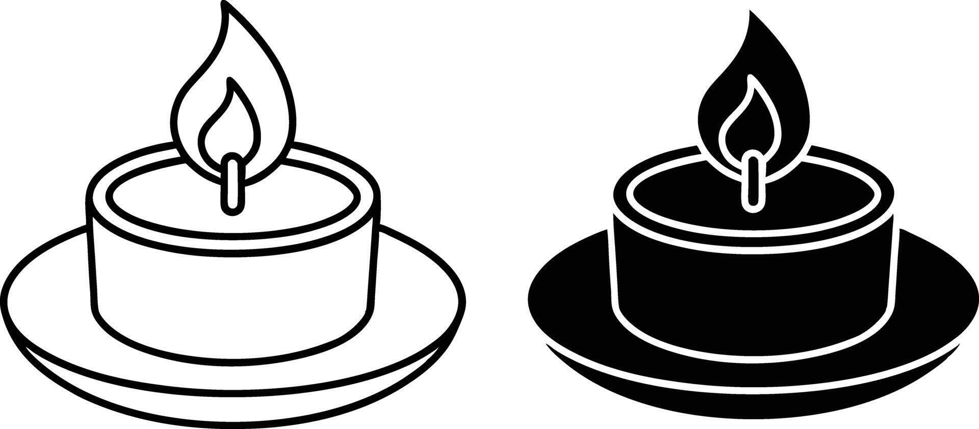 Burning Candle Icons Light, Flame, Wax, Tealight, Illumination vector
