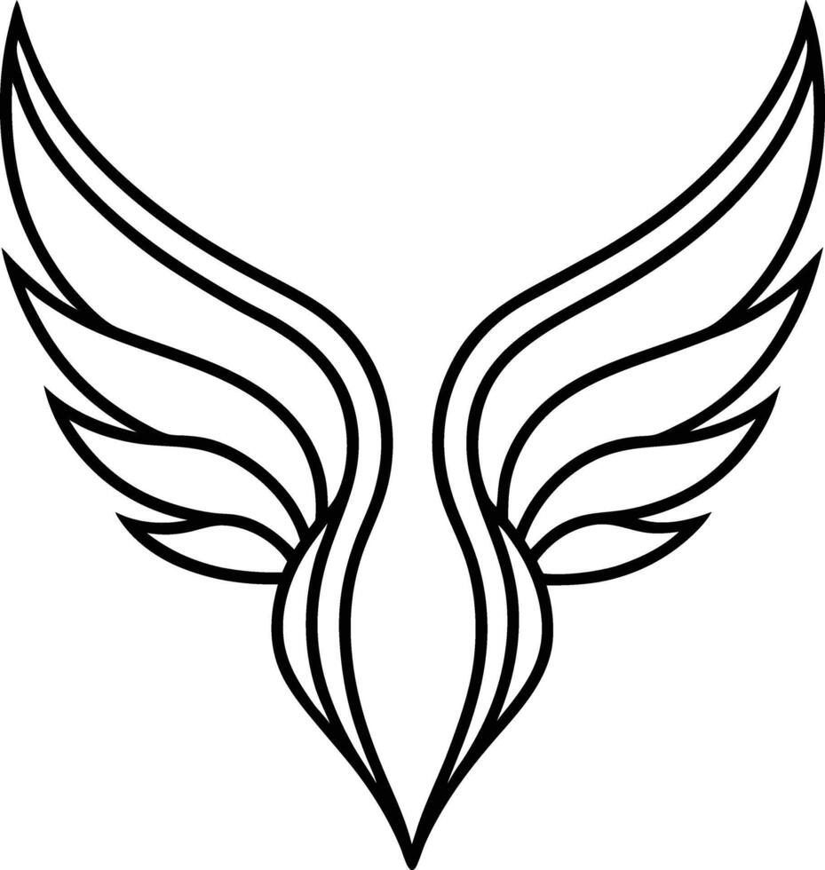 Elegant Black Line Art Wings Symbol, Design, Graphic, , Illustration, Abstract, Feather, Bird, vector