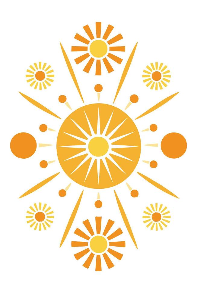Radiant Sunburst Design Abstract Summer Solstice Celebration vector