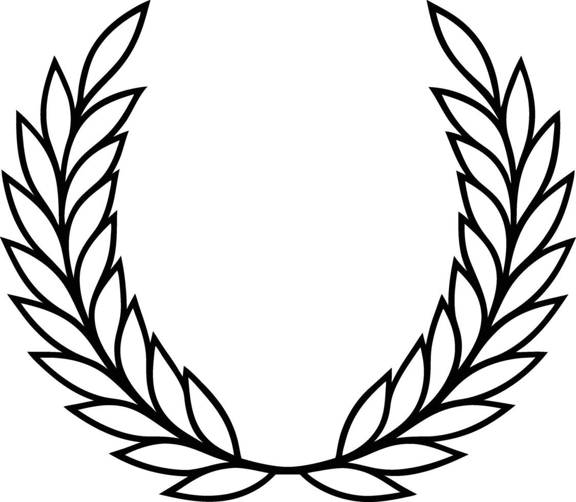 Black and White Laurel Wreath Classic Symbol of Victory, Honor, and Glory vector