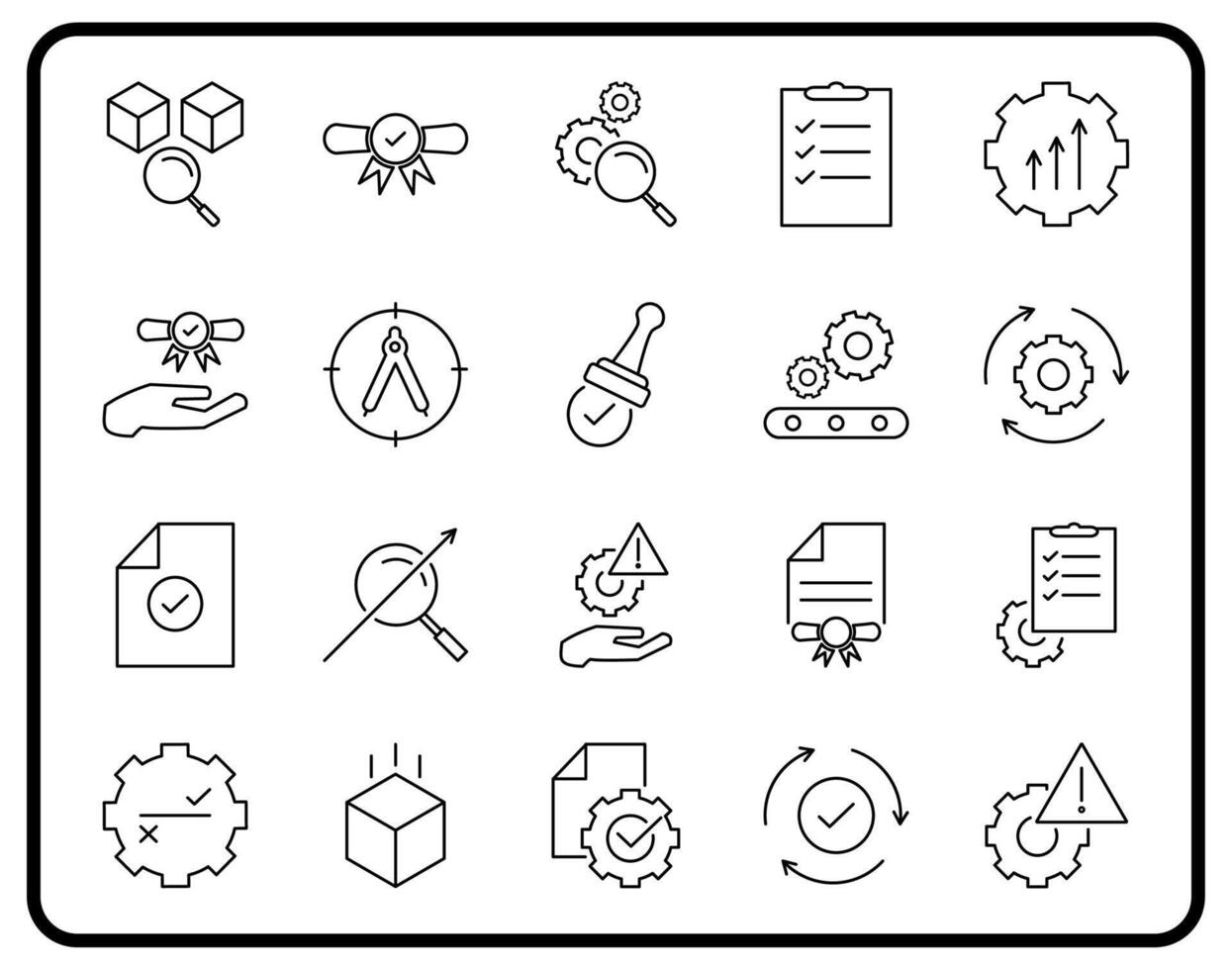 This Quality Control line Icon Set, to visually enhance your reports, presentations, websites and applications. vector