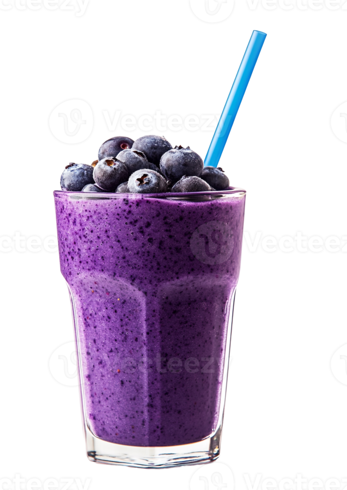 Creamy Blueberry Smoothie with a Paper Straw png