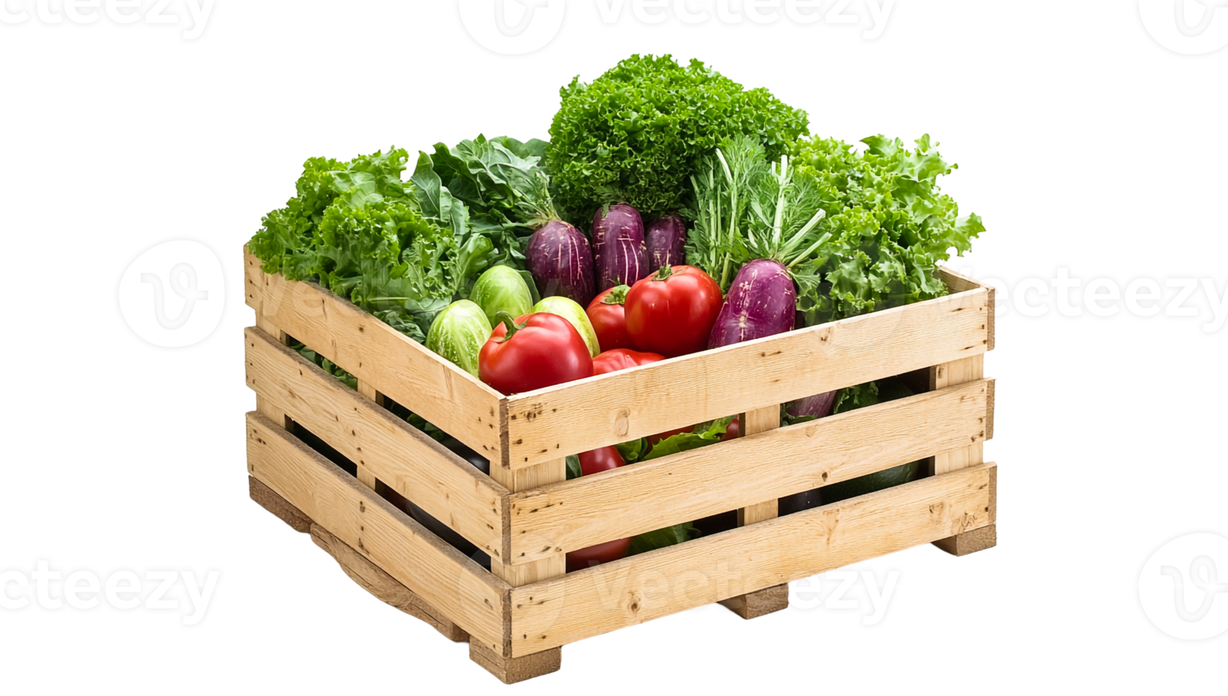 Vibrant Vegetables in Rustic Wooden Box png