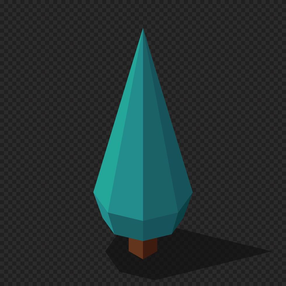 Isometric tree at night, Tree isometric elements. Isometric tree element for landscape design. Park element, vector