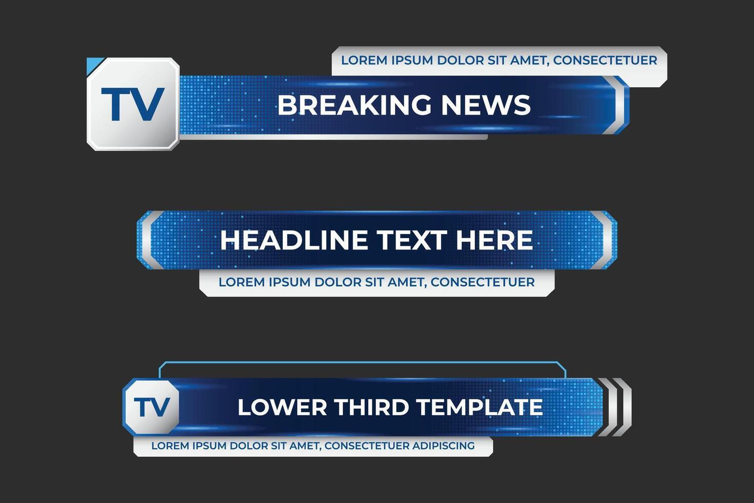 Futuristic design lower third banner, Broadcast news lower third banner template design. Lower third bar template for breaking news. headline title, vector
