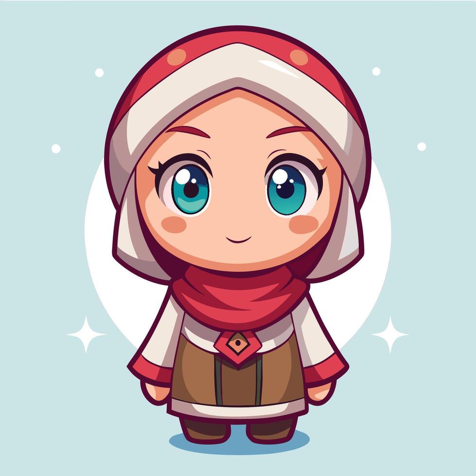 a cartoon character with blue eyes and a red scarf vector