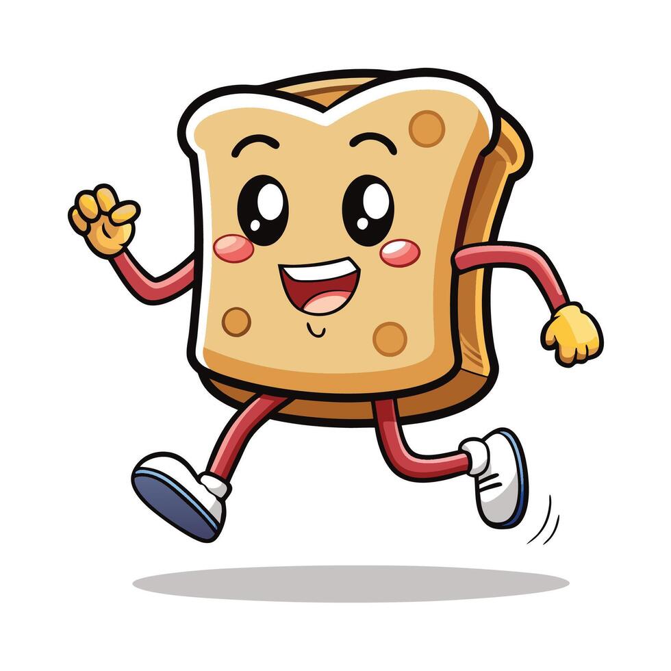 a cartoon piece of toast running with arms outstretched vector