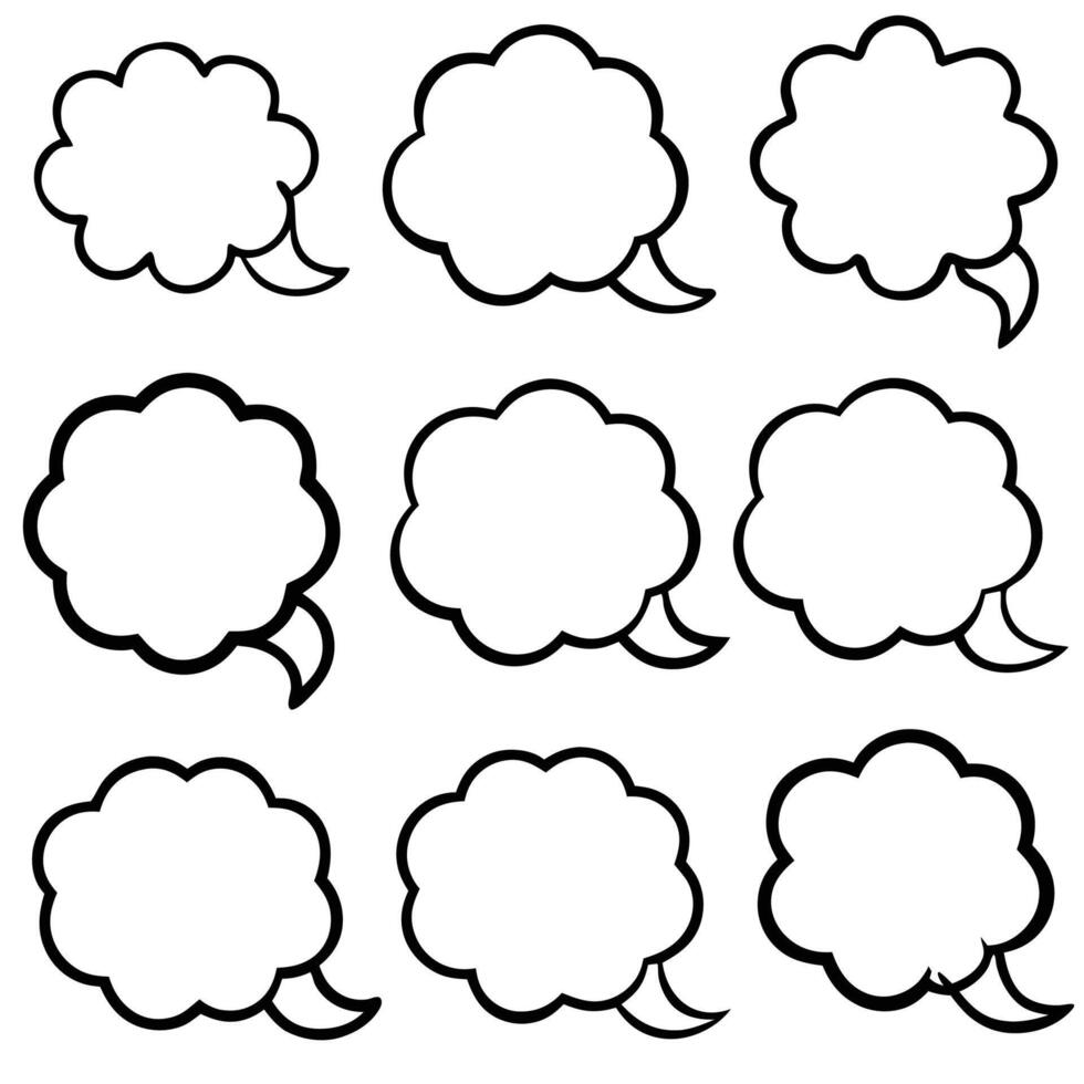 cartoon speech bubbles set of six speech bubbles vector
