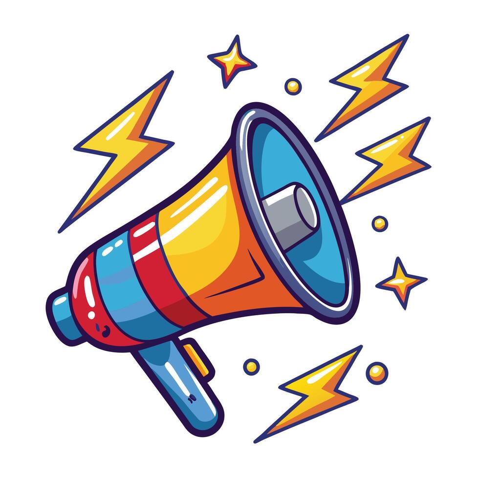 a cartoon megaphone with lightning coming out of it vector