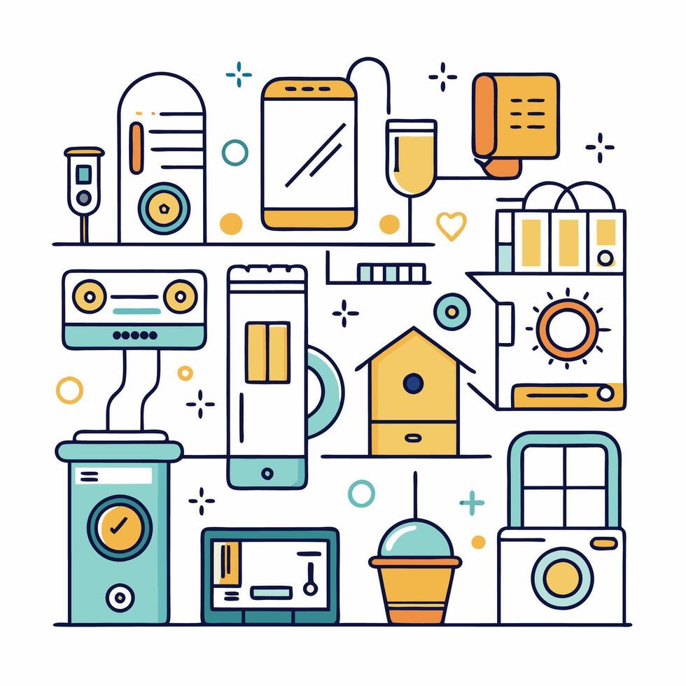 home automation and smart home devices vector